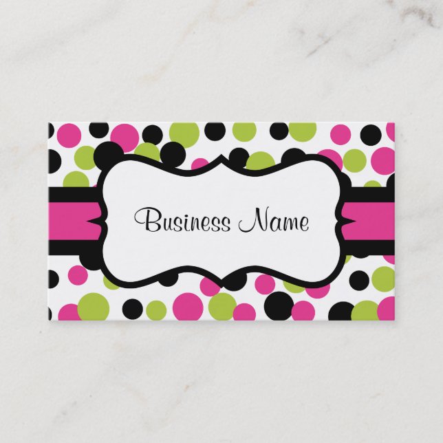 Retro Pink Dots Business Card Visitenkarte (Vorderseite)