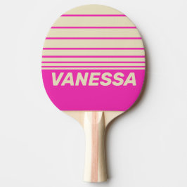 Retro Pink Drei Horizontale Streifen mit Namen Tischtennis Schläger