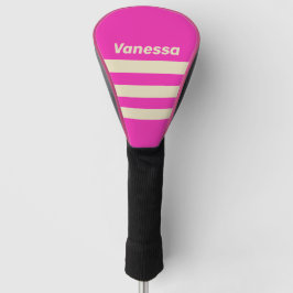 Retro Pink Drei quer gestreift mit Namen Golf Headcover