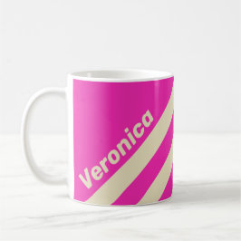 Retro Pink Drei Streifen mit Namen Kaffeetasse