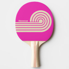 Retro Pink Dual Curl Streifen mit Namen Tischtennis Schläger