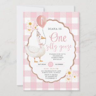 Retro Pink Eine Alberne Gans 1. Geburtstag Einladung