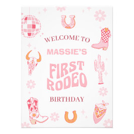 Retro Pink Erste Rodeo 1. Geburtstag Begrüßungszei Fotodruck