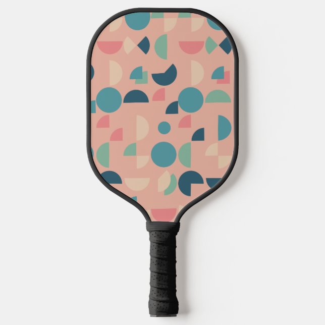 Retro Pink farbenfrohe moderne geometrische Tribal Pickleball Schläger (Vorderseite)