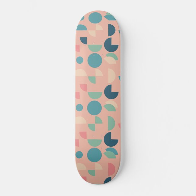 Retro Pink farbenfrohe moderne geometrische Tribal Skateboard (Vorderseite)