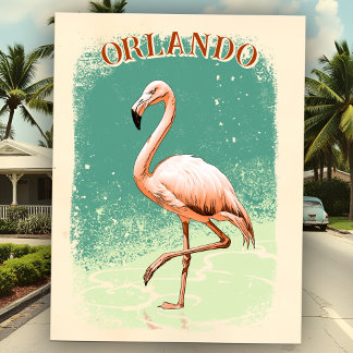 Retro Pink Flamingo Florida Urlaub Souvenir Stadt Postkarte