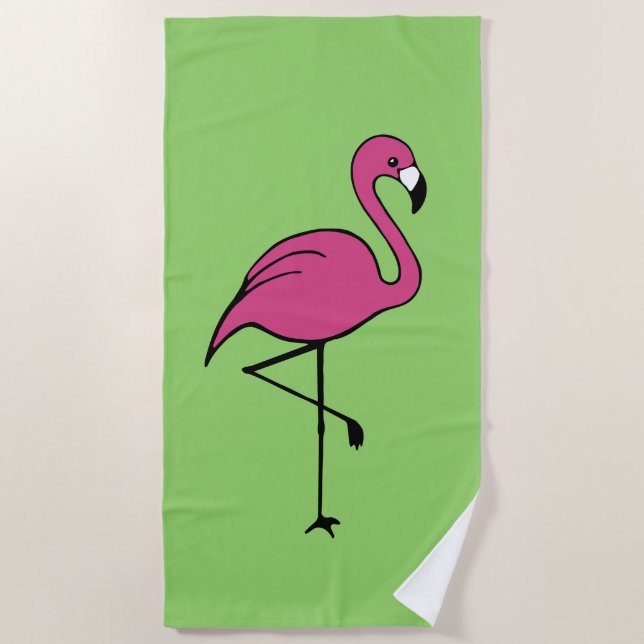 Retro Pink Flamingo Pool Beach Handtuchgeschenk Strandtuch (Vorderseite)