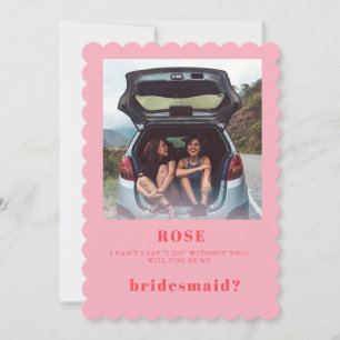 Retro Pink Foto Bridesmaid Vorschlag Card Einladung