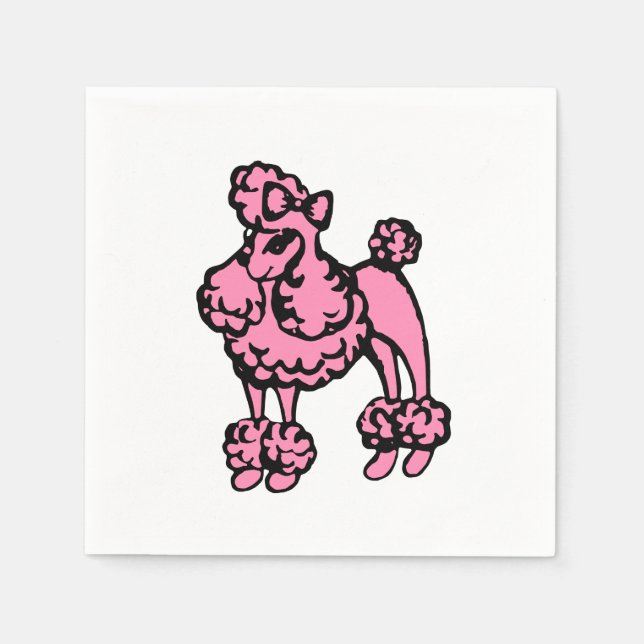 Retro Pink French Poodle Party Napkins Serviette (Vorderseite)