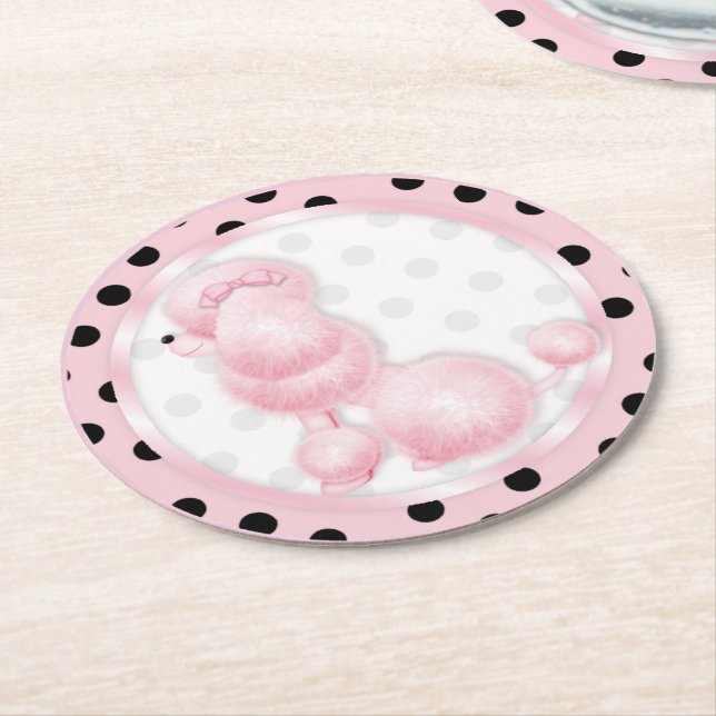 Retro Pink French Poodle Party Untersetzer (Angewinkelt)