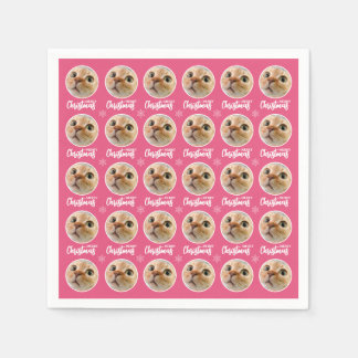 Retro Pink Frohe Weihnachten Ein Kreis Foto Serviette