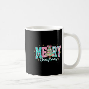 Retro Pink Frohe Weihnachts Coquette Preppy Schach Kaffeetasse