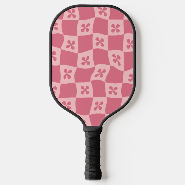 Retro Pink Gelb gedecktes Muster Pickleball Schläger (Vorderseite)