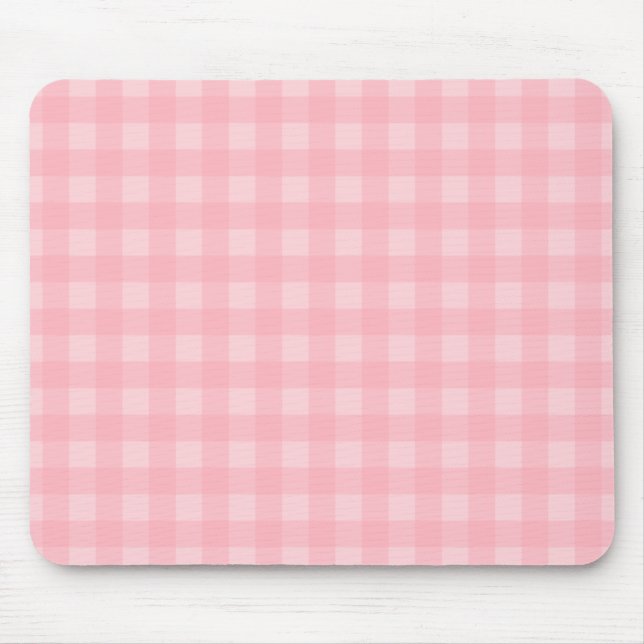 Retro Pink Gingham Checkered Pattern Hintergrund Mousepad (Vorne)