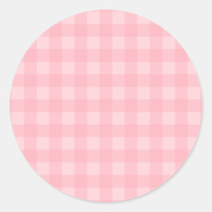 Retro Pink Gingham Checkered Pattern Hintergrund Runder Aufkleber