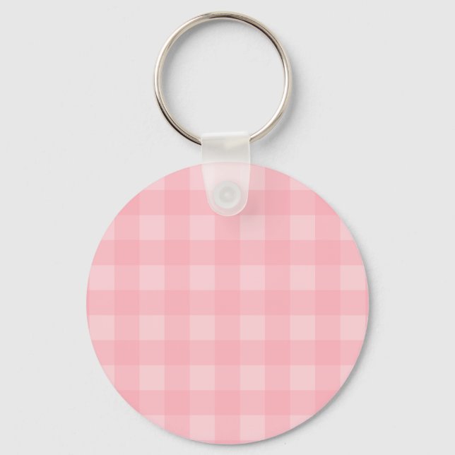 Retro Pink Gingham Checkered Pattern Hintergrund Schlüsselanhänger (Vorderseite)