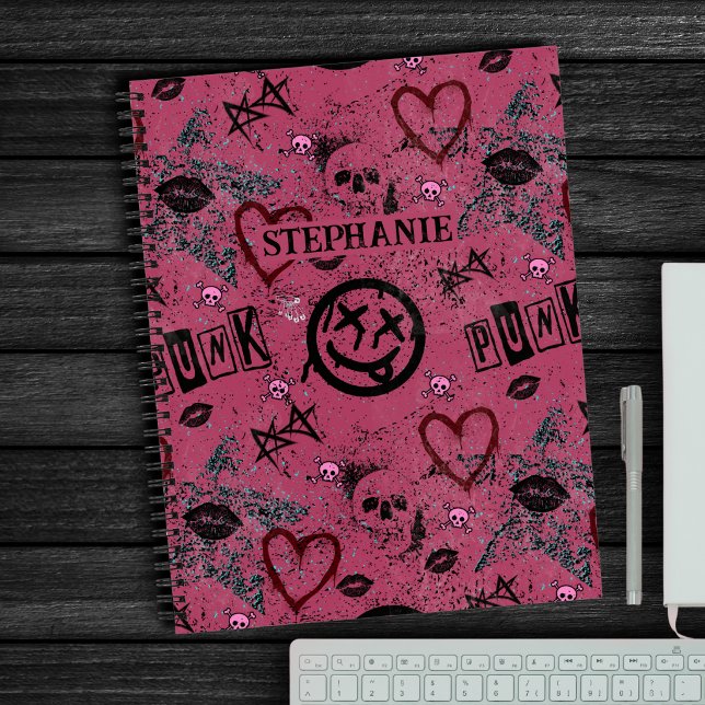 Retro Pink Girly Punk 90er Notizbuch (Von Creator hochgeladen)