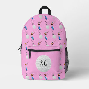 Retro Pink Golf Patternmonogramm Bedruckter Rucksack