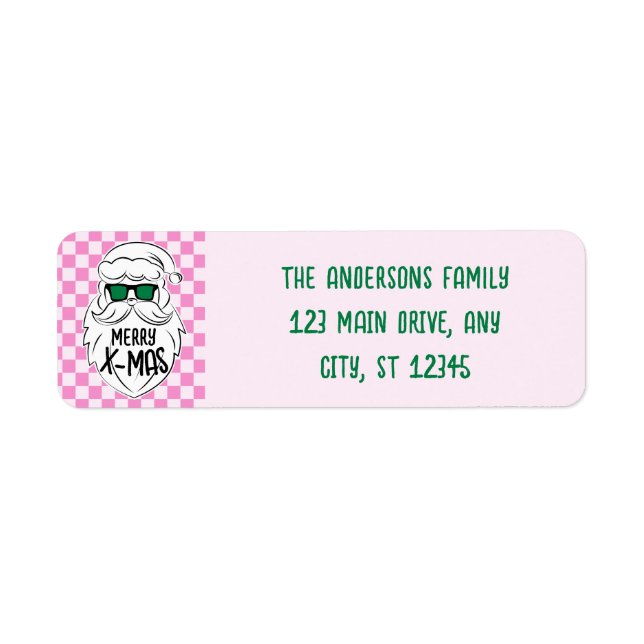 Retro Pink Green Checkered Santa Claus Christmas (Vorne)