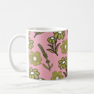 Retro Pink Green Floral Spielend Y2K Frühjahr Somm Kaffeetasse