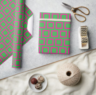 Retro Pink Green Geometric Mitte Jahrhundert Moder Geschenkpapier