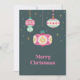 Retro Pink Green Non Photo Christmas Ornament Feiertagskarte