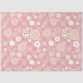 Retro Pink Groovy Checkered Hippie Muster Seidenpapier