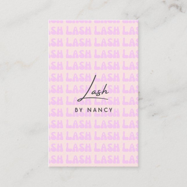 Retro Pink Groovy Lashes Business Card Visitenkarte (Vorderseite)