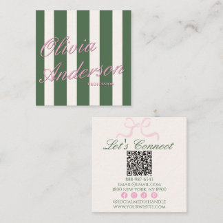 Retro Pink Grün Luxus Altes Geld Coquette QR Code Quadratische Visitenkarte