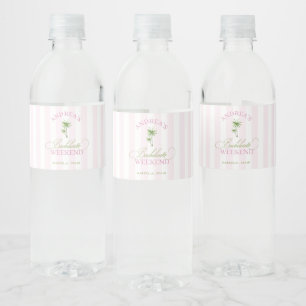 Retro Pink & Grüne Palme Strand Junggesellinnenabs Wasserflaschenetikett