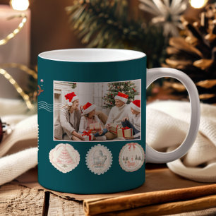 Retro Pink Grüne Weihnachten Kaffeetasse