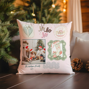 Retro Pink Grüne Weihnachten Kissen