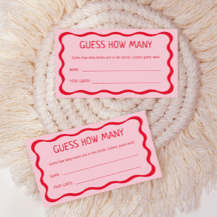 Retro Pink Guess Wie viele Kisses Game Begleitkarte