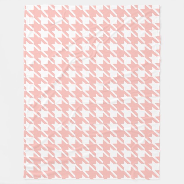 Retro Pink Hahnentrittmuster Fleece Blanket Gesche (Vorderseite)