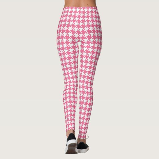 Retro Pink Hahnentrittmuster Leggings (Rückseite)