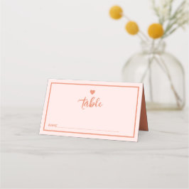 Retro Pink Handwriting Wedding Platzkarte