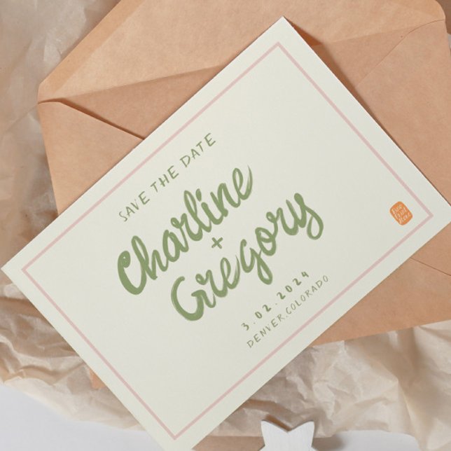 Retro Pink Handwriting Wedding Save the Date Invit Einladung (Von Creator hochgeladen)