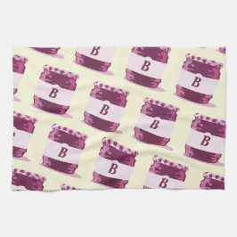 Retro Pink Jelly Jar Canning Pattern mit Monogramm Geschirrtuch