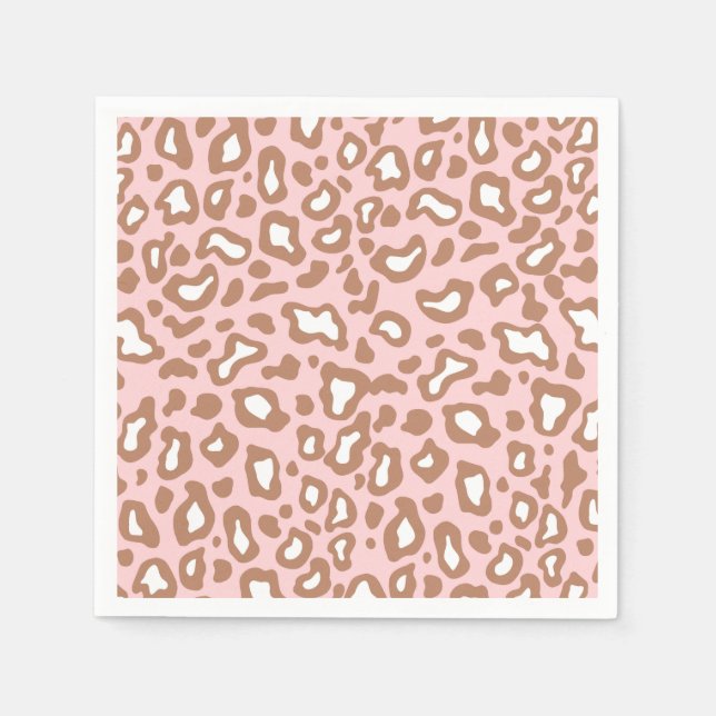 Retro Pink Leopard Animal Print Partys Napkins Serviette (Vorderseite)