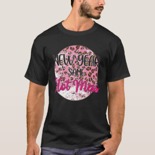 Retro Pink Leopard Neujahr 2023 dieselbe heiße Mes T-Shirt