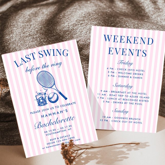 Retro Pink Letzte Swing vor dem Ring Tennis Bach Einladung (Von Creator hochgeladen)