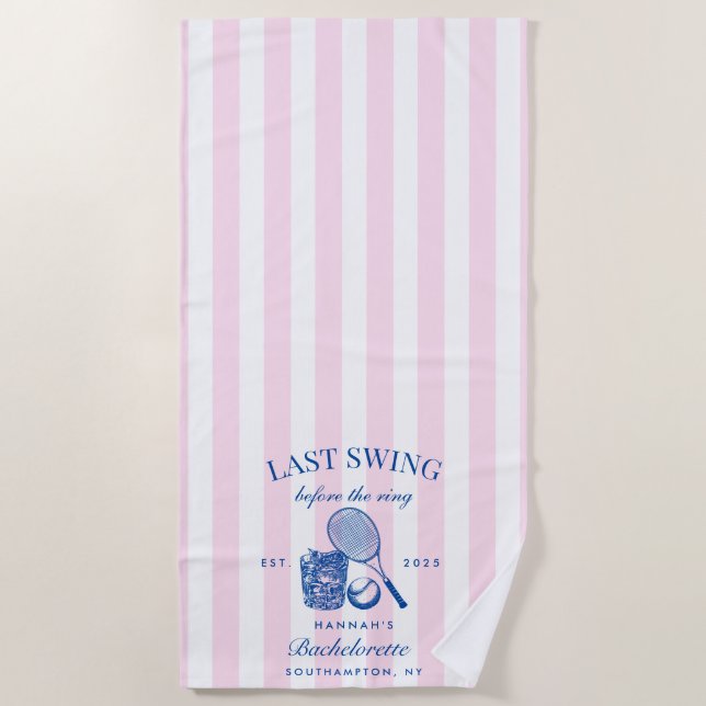 Retro Pink Letzte Swing vor dem Ring Tennis Bach Strandtuch (Vorderseite)