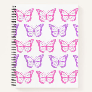 Retro Pink Lila Bläserschmetterling-Girl-Muster Notizbuch