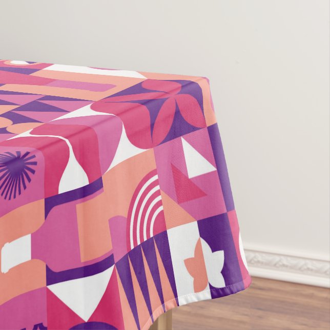 Retro Pink Lila Wine Bauhaus Muster Tischdecke (Beispiel)
