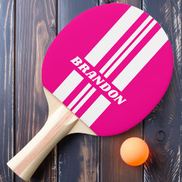 Retro Pink Lollipop Doppelte Kundgebung Streifen m Tischtennis Schläger