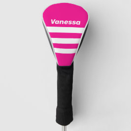 Retro Pink Lollipop Three Across Stripe with Name Golf Headcover