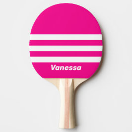 Retro Pink Lollipop Three Across Stripe with Name Tischtennis Schläger