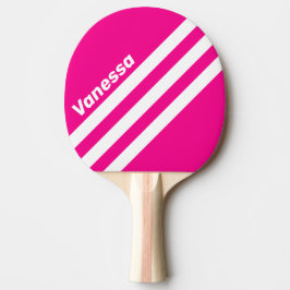 Retro Pink Lollipop Three Angled Stripe with Name Tischtennis Schläger