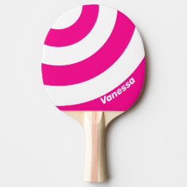 Retro Pink Lollipop Three Circle Stripe with Name Tischtennis Schläger