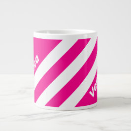Retro Pink Lollipop Three Stripes with Name Jumbo-Tasse